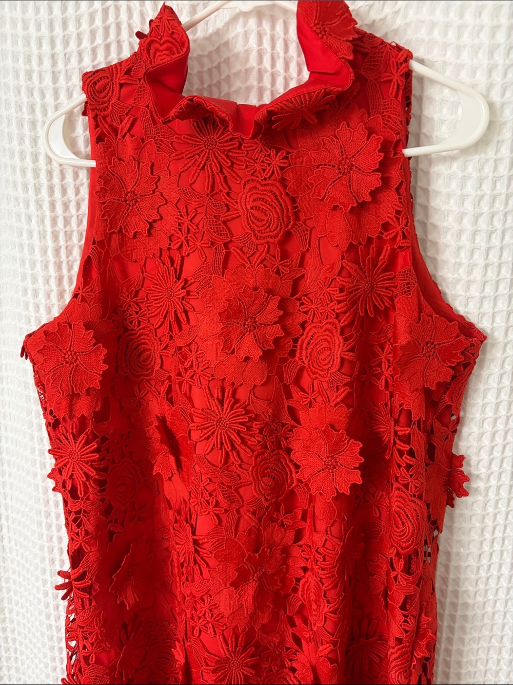 Tuckernuck Red Guipure Lace Blythe Dress Size Large - Picture 7 of 13